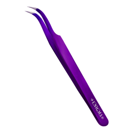 Пинцет изогнутый 90° Enigma (Purple metallic, с ручной заточкой extra-sharp)