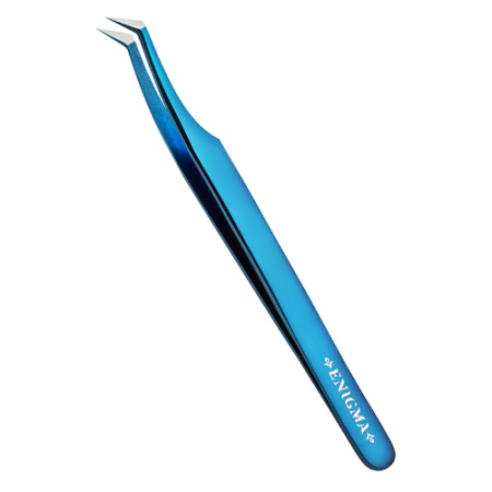 Пинцет L new Enigma (Blue metallic, с ручной заточкой extra-sharp)